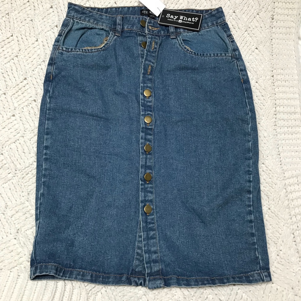 High waisted jean skirt